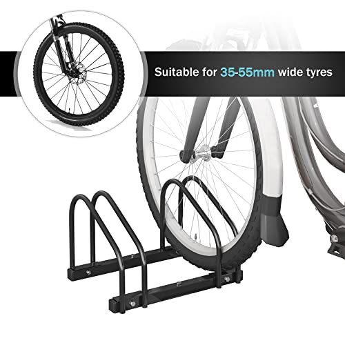 Woltu Porte-vélos pour 2 vélos Métal noir - Fixation au sol et au mur