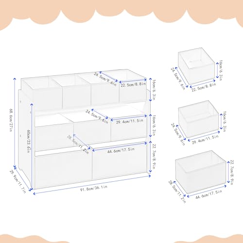 Lestarain Étagère pour enfants avec 9 boîtes de rangement Blanc 92 x 60 x 30 cm