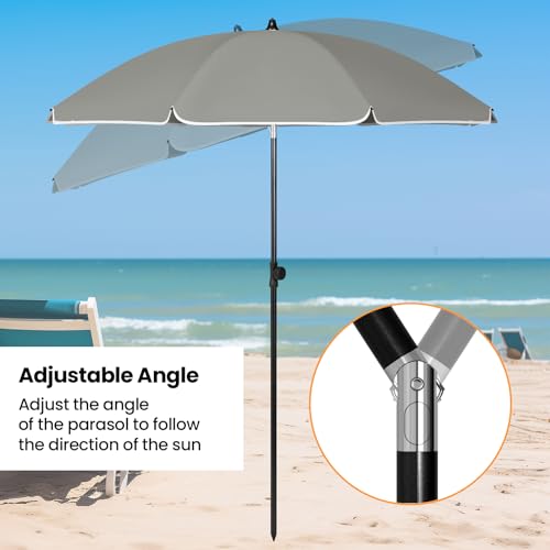 Woltu Parasol Parasol de balcon - Résistant aux UV et imperméable - Hauteur et angle réglables - Rond