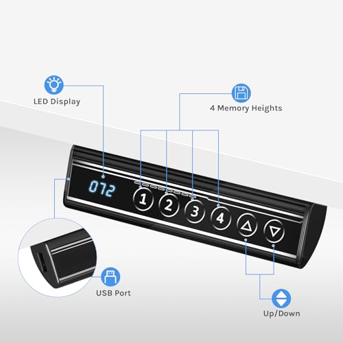 Woltu Bureau électrique réglable - Blanc - 160 x 70 cm - 72 à 120 cm de hauteur - Avec chargeur USB et modes de mémorisation