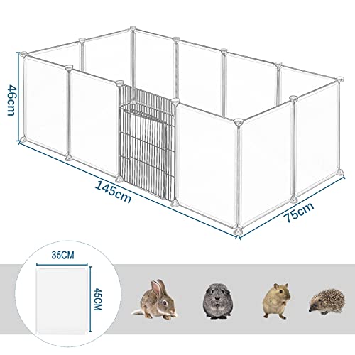 Eugad Parc pour Petits Animaux Transparent - Métal - 145x75x46 cm - 12 Panneaux 35x45 cm
