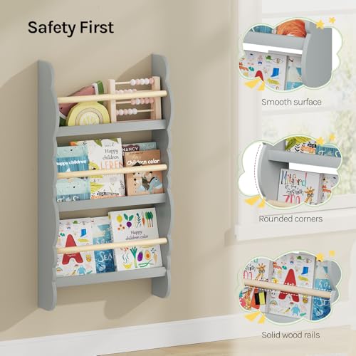 Étagère murale pour enfants Woltu à 3 niveaux gris