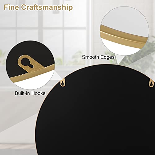 Woltu Miroir mural rond avec cadre doré 40 cm - Moderne et décoratif pour la salle de bain, la chambre et le couloir