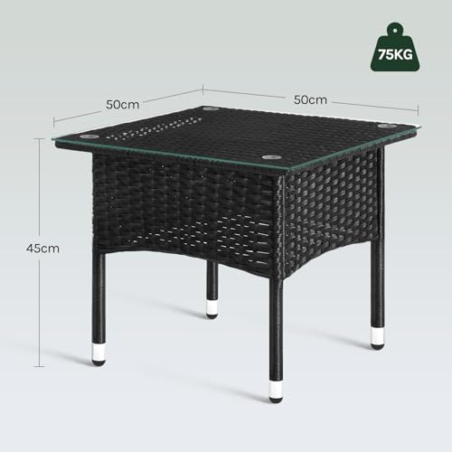 Table de jardin Woltu aspect rotin noir 50 x 50 x 45,5 cm
