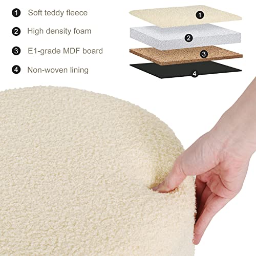 Woltu Tabouret de rangement rond - Blanc crème - Ø39 x 44 cm - Tabouret élégant avec espace de rangement