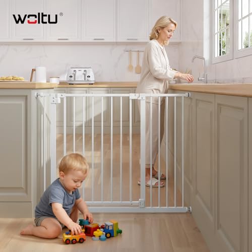 Woltu Barrière de Sécurité pour Enfants et Animaux Blanc 75-107 cm