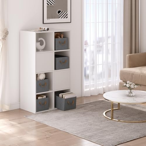 Woltu Boîte de rangement pliable Lot de 5 - Organisateur en tissu gris avec poignées - 47 x 28 x 20 cm