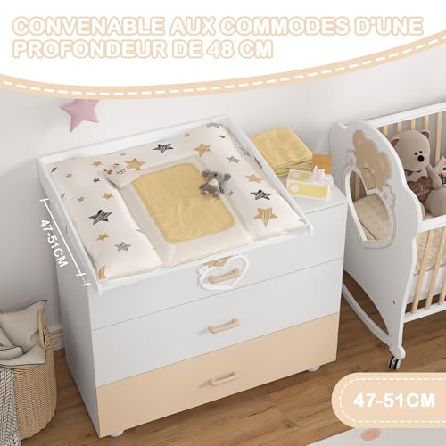 Drap à langer Woltu pour commode - Blanc - 80 x 75 x 10 cm