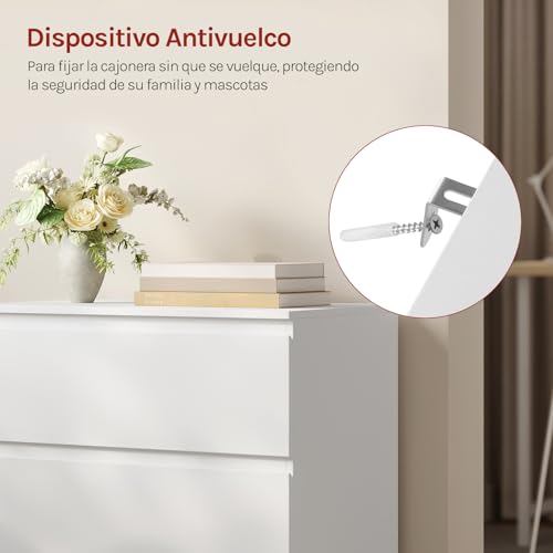 Woltu Cabinet à tiroirs blanc 3 tiroirs - Rangement moderne pour la chambre et le salon