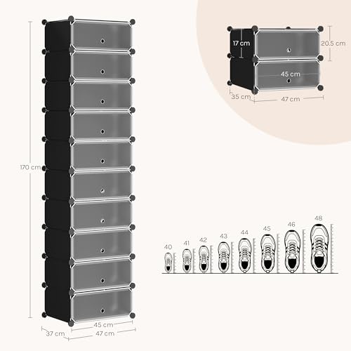 Woltu Shoe Cabinet with 10 Compartments Black - Space-saving and Modular