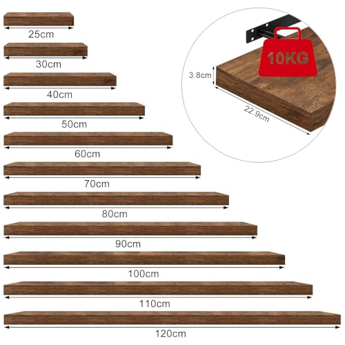 Woltu Floating Wallboard Vintage Brown 70 x 23 x 3.8 cm