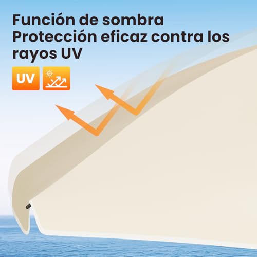 Parasol Woltu Beige - Diamètre 135 cm - Hauteur et inclinaison réglables