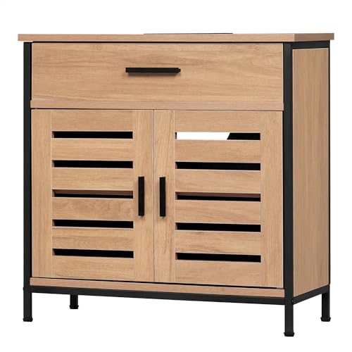 Eugad Armoire de salle de bain sous évier chêne clair 60x30x60 cm