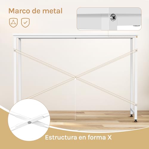 Bureau Woltu avec cadre en métal - Blanc - 100 x 50 x 75 cm
