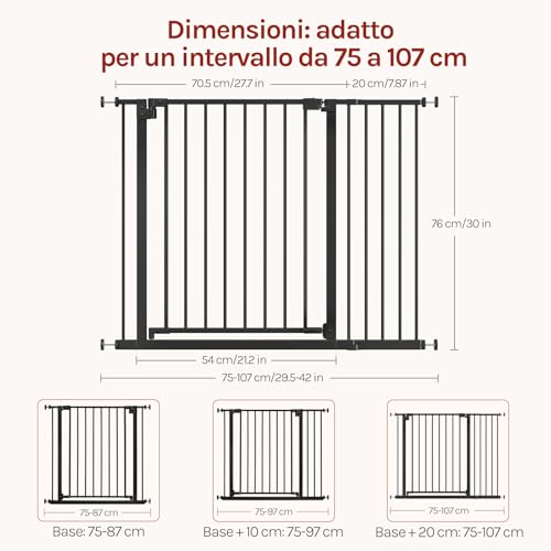 Woltu Barrière de sécurité pour enfants pour escaliers et portes Blanc 75-107 cm