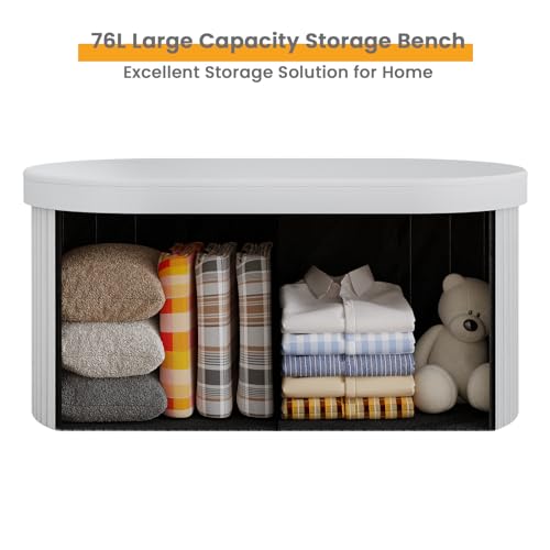Woltu Storage Bench Velvet - Dark Grey - 76 x 38 x 38 cm - Boîte de rangement pliable avec couvercle amovible
