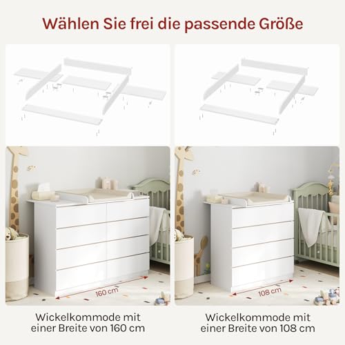 Woltu Tapis à langer pour table à langer blanc 80 x 80 cm avec bord de protection
