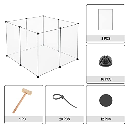 Grille de promenade Eugad pour petits animaux - Plastique PP et grillage en acier - 102 x 70 cm - Noir