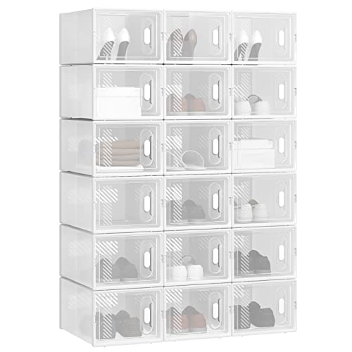 Boîtes de rangement pour chaussures Woltu - Plastique - 18 pièces - 25x19x35 cm - Transparent