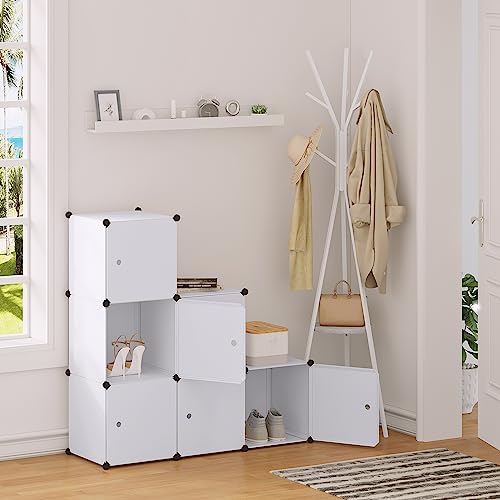 Woltu Armoire de rangement modulaire avec porte - Blanc - 96 x 30 x 96 cm - 6 compartiments
