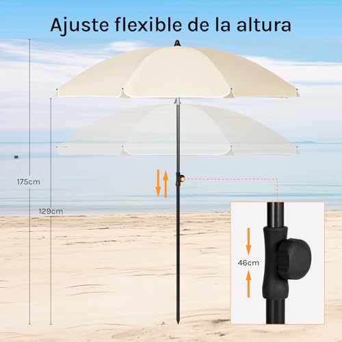 Parasol Woltu Beige - Diamètre 135 cm - Hauteur et inclinaison réglables