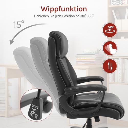 Woltu Ergonomic Office Chair with Headrest and Adjustable Height - Black (chaise de bureau ergonomique avec appui-tête et hauteur réglable)
