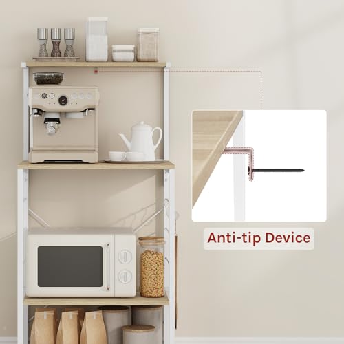 Woltu Armoire de cuisine avec 4 étagères Chêne clair et blanc 60 x 40 x 123 cm