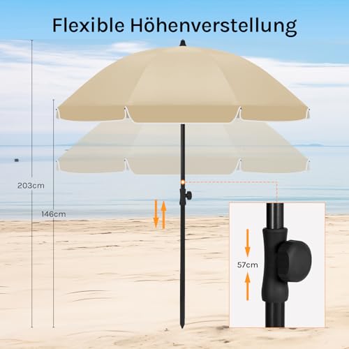 Parasol Woltu - Résistant aux UV et imperméable - Hauteur et angle réglables - Idéal pour balcon, terrasse et plage
