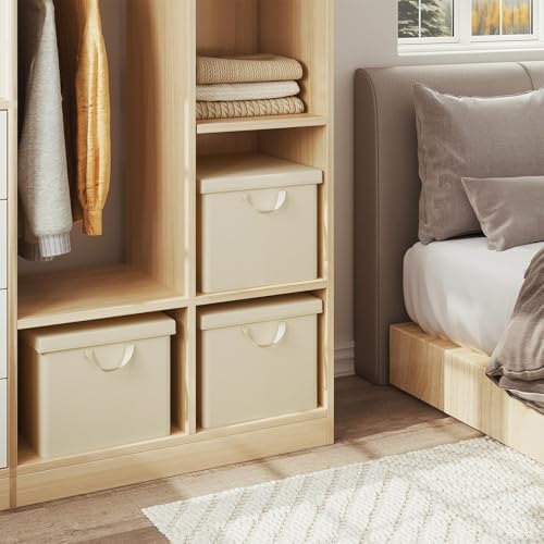 Woltu Boîte de rangement avec couvercle Lot de 3 Crème 43 x 26 x 33 cm