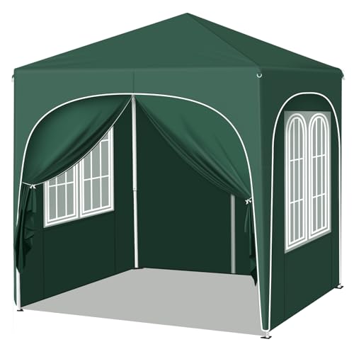Pavillon pliant Woltu 2 x 2 m avec 4 parois amovibles Vert