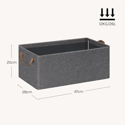 Woltu Boîte de rangement pliable Lot de 5 - Organisateur en tissu gris avec poignées - 47 x 28 x 20 cm