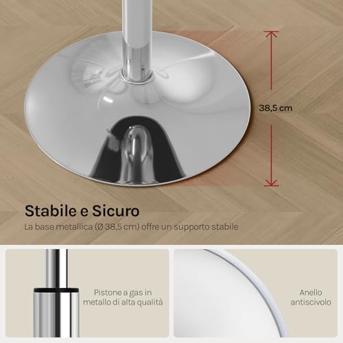 Woltu Tabouret de bar réglable avec assise en velours côtelé et base en métal blanc