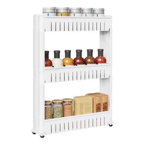 Woltu Kitchen Cupboard Pull-out Shelves with Wheels White 3 Pieces (étagères coulissantes à roulettes pour armoires de cuisine)