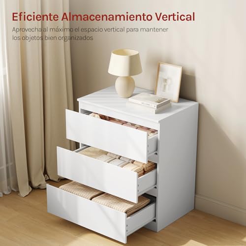 Woltu Cabinet à tiroirs blanc 3 tiroirs - Rangement moderne pour la chambre et le salon