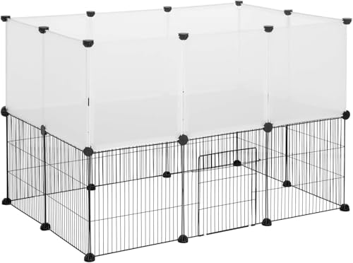 Eugad Parc extérieur pour lapins et cochons d'Inde - Blanc - 107 x 72 x 72 cm - 20 panneaux (35 x 35 cm)