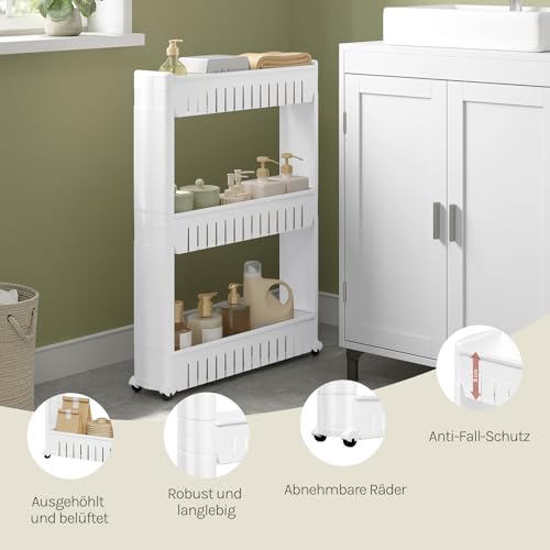 Woltu Kitchen Cupboard Pull-out Shelves with Wheels White 3 Pieces (étagères coulissantes à roulettes pour armoires de cuisine)