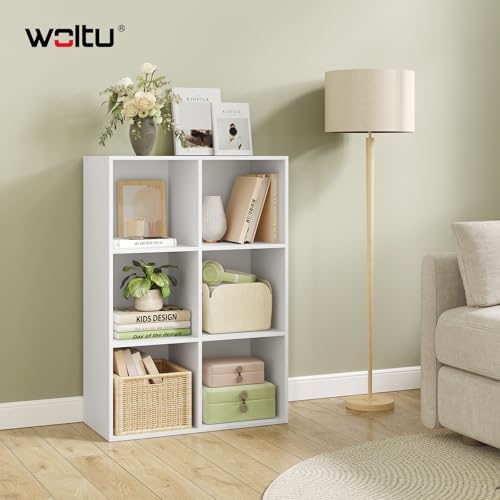 Woltu Bibliothèque à 6 compartiments Blanc 59,6 x 29 x 89 cm