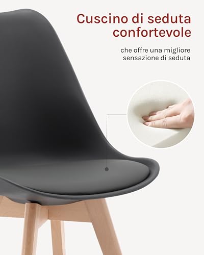 Woltu Dining Chairs Set of 2 Ergonomic Design - Bois massif et cuir synthétique - Grey - BH29gr-2