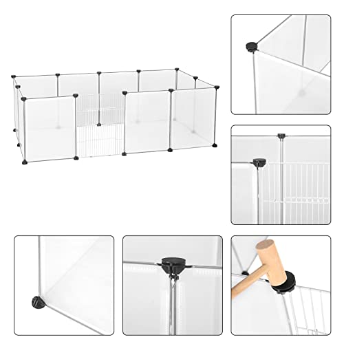 Eugad Parc pour Petits Animaux Transparent - Métal - 145x75x46 cm - 12 Panneaux 35x45 cm