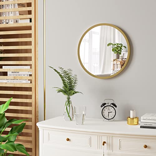 Woltu Miroir mural rond avec cadre doré 40 cm - Moderne et décoratif pour la salle de bain, la chambre et le couloir
