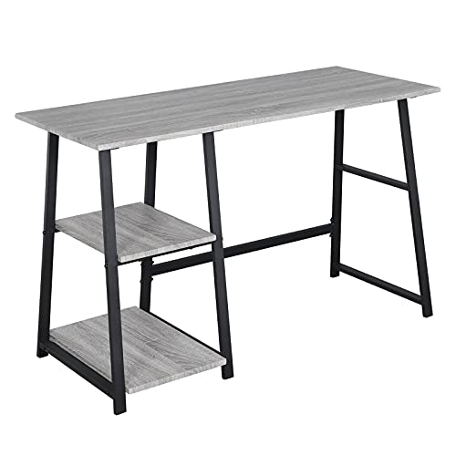 Woltu Bureau avec rangement Design industriel - Gris - 120 x 50 x 73 cm