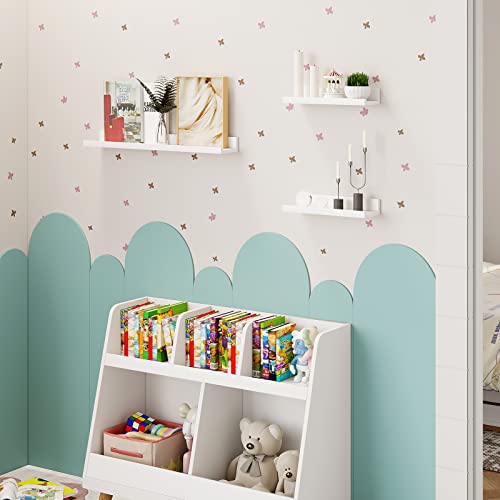 Woltu Set de 3 étagères murales flottantes - MDF blanc - 60 x 15 x 10 cm