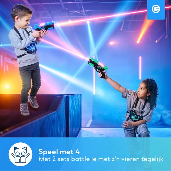 Kit de laser game Silvergear pour enfants avec 2 pistolets laser et 2 gilets - Pistolet jouet interactif d'une portée de 15 m - Jeu de tir - Jeu de combat Laser Tag en plein air - Cadeau pour garçons et filles - 6, 7, 8, 9, 10, 11, 12, 13, 14, 15, 16 ans