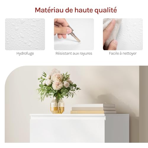Commode Woltu 5 tiroirs blanc - Meuble de rangement spacieux pour le salon et la chambre 60 x 37 x 110 cm