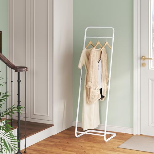Porte-vêtements Woltu avec cadre en métal blanc 40 x 40 x 140 cm
