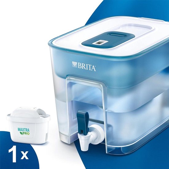 BRITA - Carafe filtrante - Flow Cool - Filtre à eau - Distributeur d'eau - 8,2 L - Bleu - avec 1 cartouche filtrante MAXTRA PRO ALL-IN-1