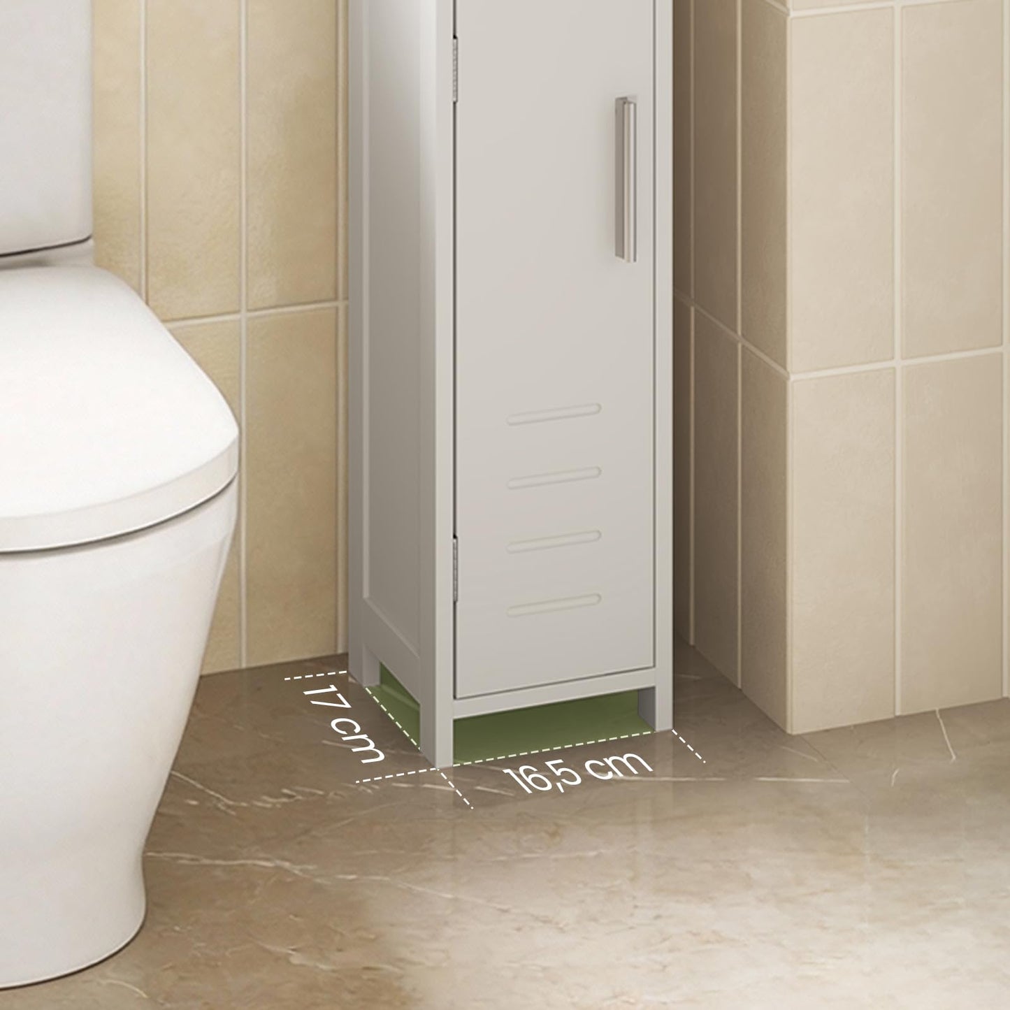 EUGAD 0229WY meuble de salle de bains pour WC - étroit, blanc - étagère réglable et porte-papier toilette
