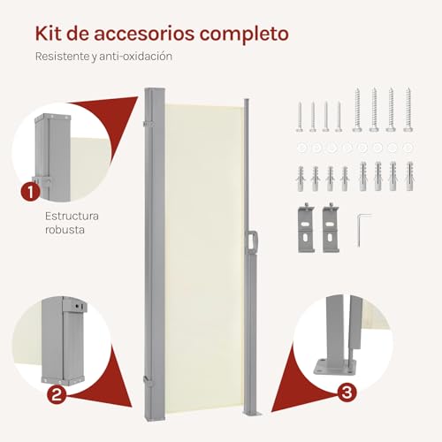 Brise-vue Woltu - Parasol extensible et séparateur d'espace - Crème - 180 x 350 cm