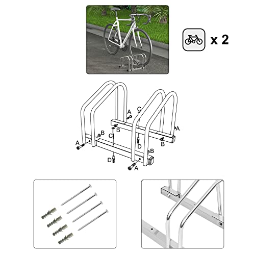 Woltu FZ1132m1 Porte-vélos pour 2 vélos - Acier galvanisé - Argent - 60 x 30 x 20 cm