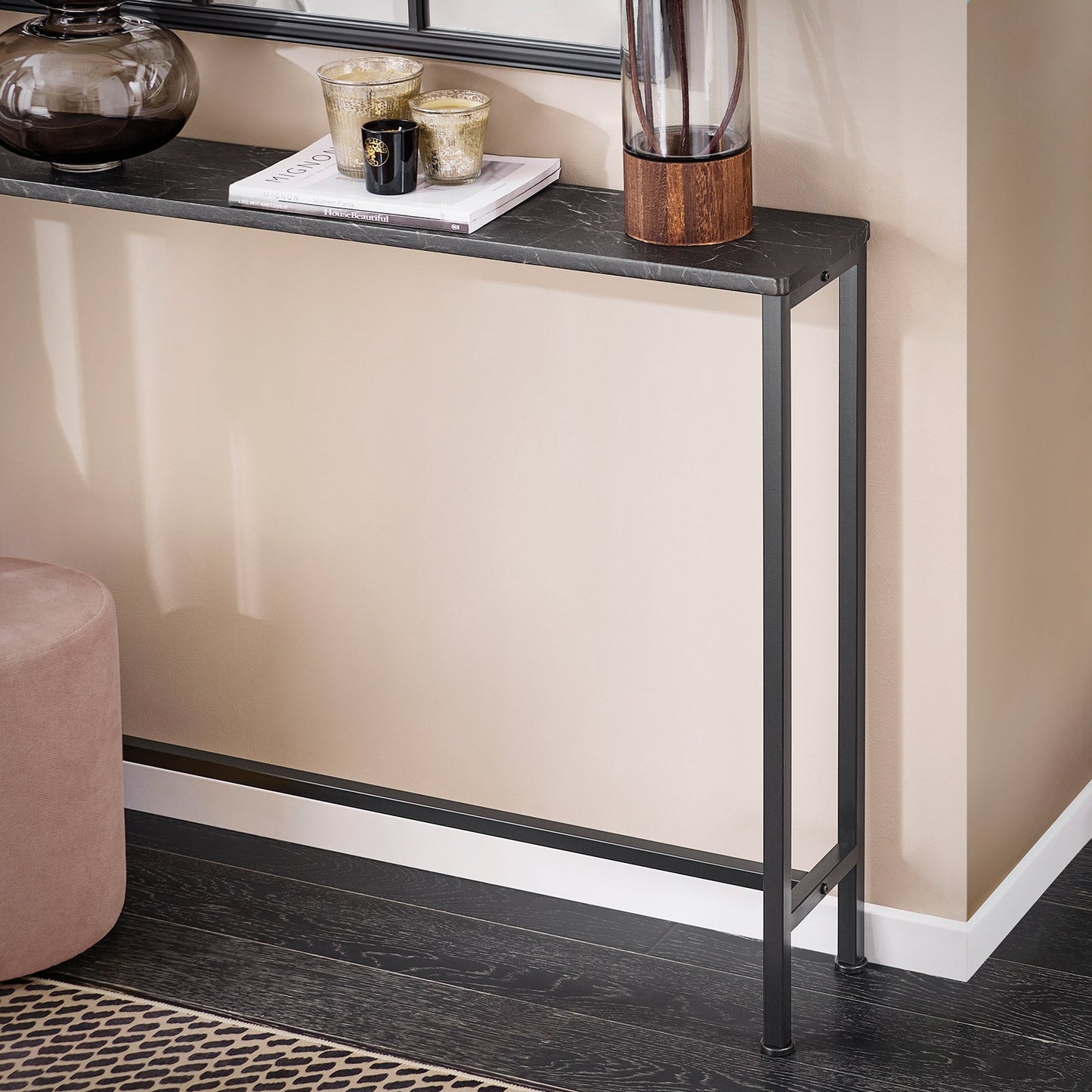 SoBuy FSB19-XL-SCH Table console noire avec plateau en MDF et structure en fer - 120 x 20 x 80 cm